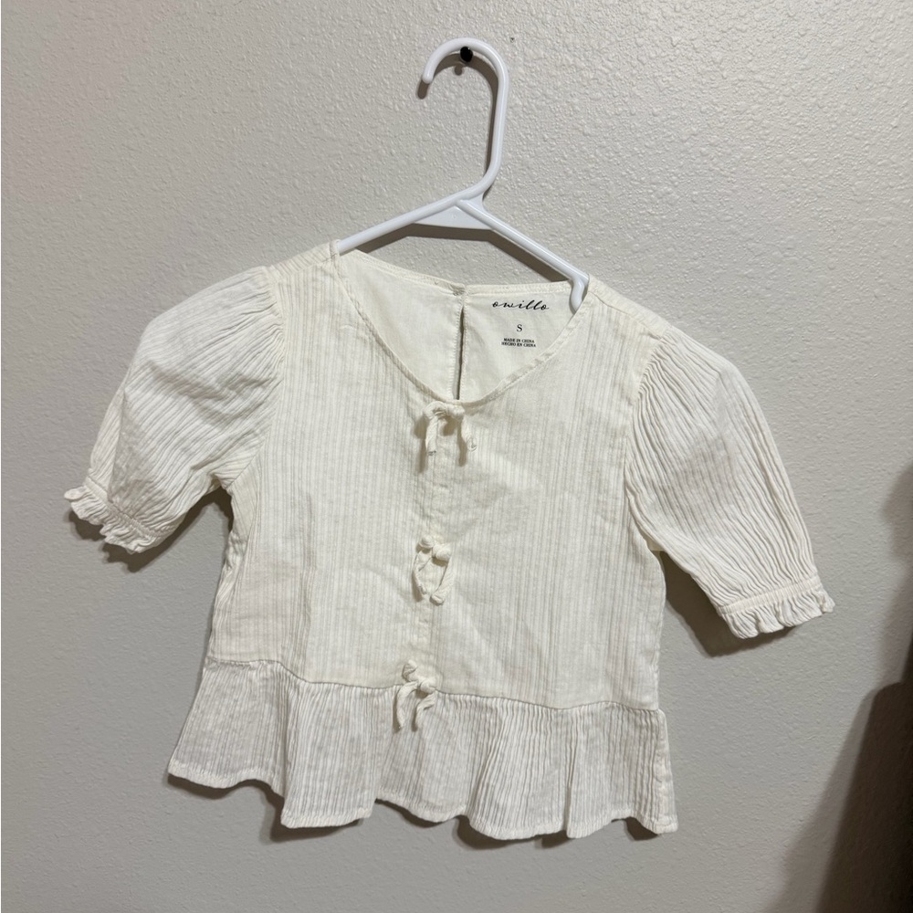 O'Neill Cream Peplum Kids Blouse - Short Sleeve